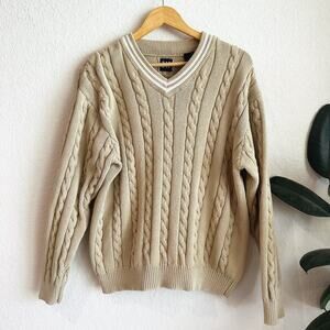 VTG Gap Cable Knit Sweater Large Modern Preppy Old Money Y2K Heavy Fisherman